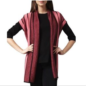 Exclusively Misook Pink Striped Open Long Cardigan Duster